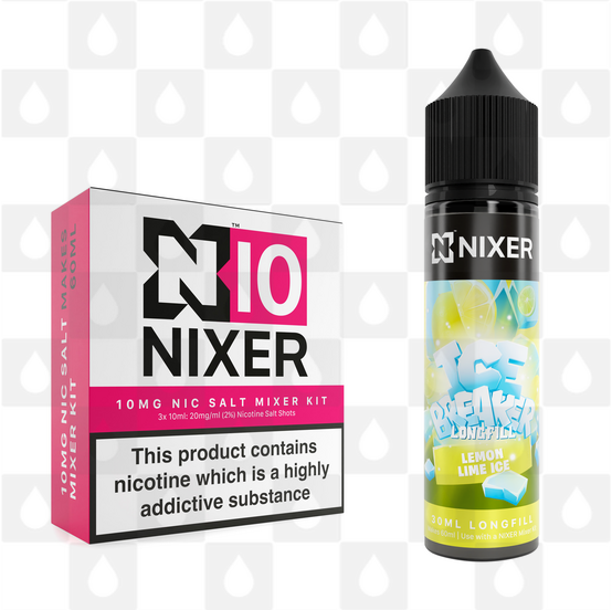 Lemon & Lime by Ice Breaker x Nixer E Liquid | 60ml Long Fill, Strength & Size: Salt 10mg • 60ml • Inc Shots (50/50)