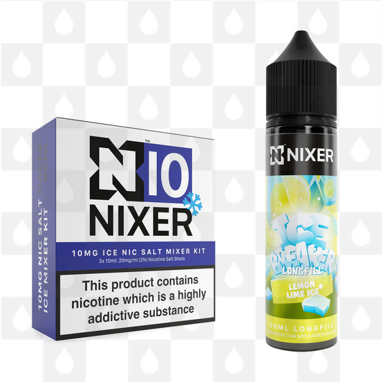 Lemon & Lime by Ice Breaker x Nixer E Liquid | 60ml Long Fill, Strength & Size: Salt 10mg Ice • 60ml • Inc Shots (50/50)