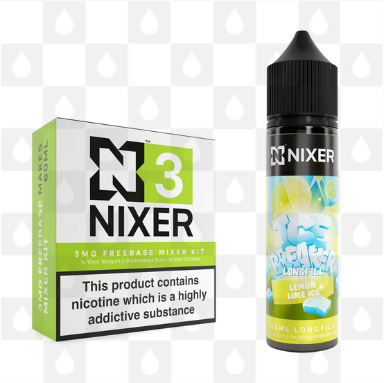 Lemon & Lime by Ice Breaker x Nixer E Liquid | 60ml Long Fill, Nicotine Type: Regular Nicotine, Strength & Size: 09mg • 60ml • Inc Shots (50/50)