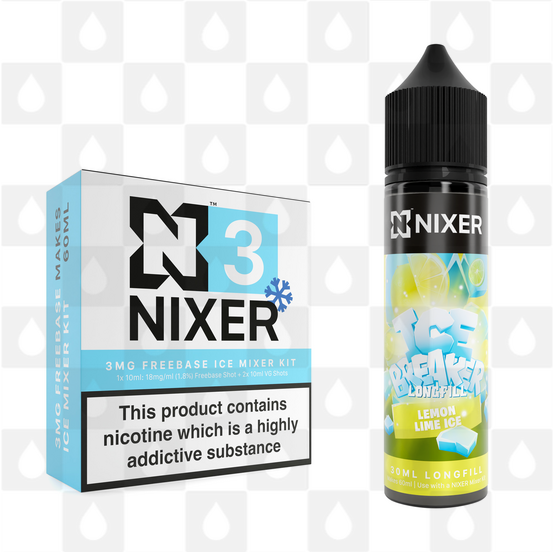 Lemon & Lime by Ice Breaker x Nixer E Liquid | 60ml Long Fill, Strength & Size: 03mg Ice • 60ml • Inc Shots (70/30)