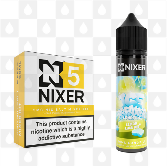 Lemon & Lime by Ice Breaker x Nixer E Liquid | 60ml Long Fill, Strength & Size: Salt 05mg • 60ml • Inc Shots (50/50)