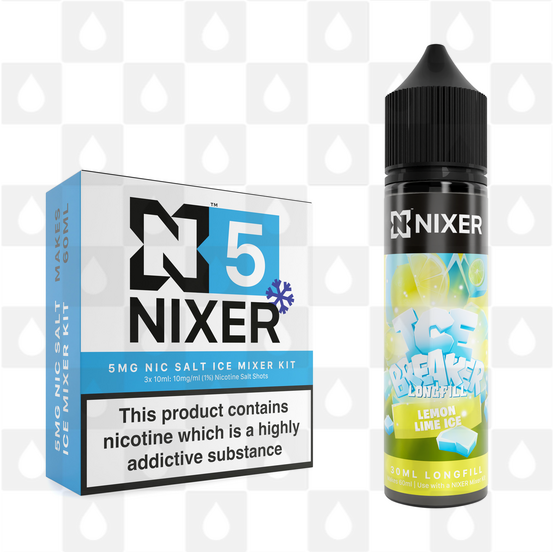 Lemon & Lime by Ice Breaker x Nixer E Liquid | 60ml Long Fill, Strength & Size: Salt 05mg Ice • 60ml • Inc Shots (50/50)