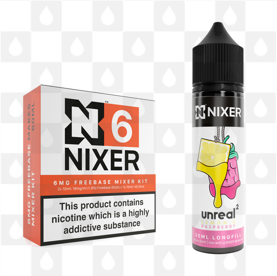 Lemon & Raspberry by Unreal 2 x Nixer E Liquid | 60ml Long Fill, Strength & Size: 06mg • 60ml • Inc Shots (70/30)