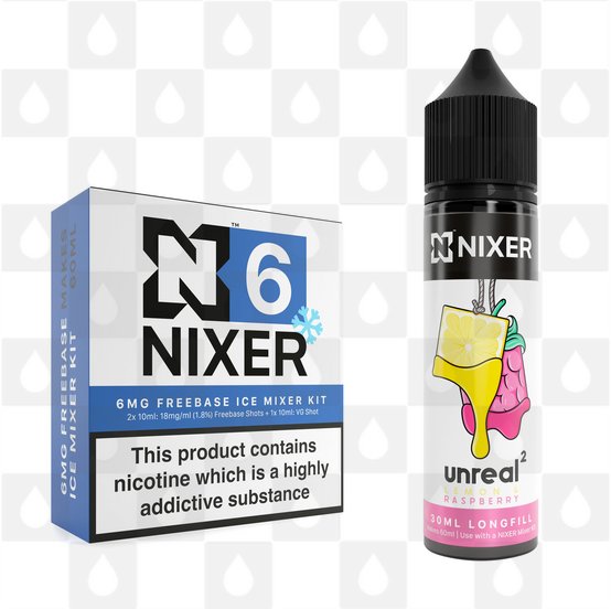 Lemon & Raspberry by Unreal 2 x Nixer E Liquid | 60ml Long Fill, Strength & Size: 06mg Ice • 60ml • Inc Shots (70/30)