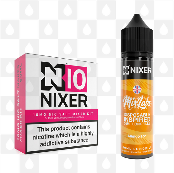 Mango Ice by Mix Labs x Nixer E Liquid | 60ml Long Fill, Nicotine Type: Nicotine Salt, Strength & Size: 10mg Salt • 60ml • Inc Shots (50/50)