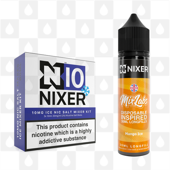 Mango Ice by Mix Labs x Nixer E Liquid | 60ml Long Fill, Nicotine Type: Nicotine Salt, Strength & Size: 10mg Salt Ice • 60ml • Inc Shots (50/50)