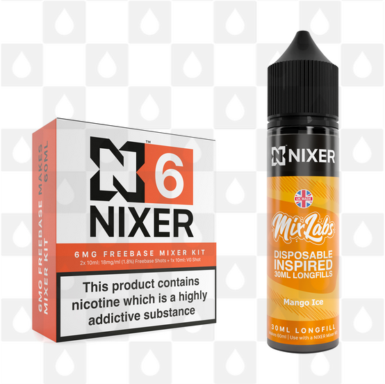 Mango Ice by Mix Labs x Nixer E Liquid | 60ml Long Fill, Nicotine Type: Regular Nicotine, Strength & Size: 06mg • 60ml • Inc Shots (70/30)