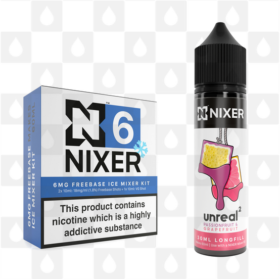 Passionfruit & Grapefruit by Unreal 2 x Nixer E Liquid | 60ml Long Fill, Strength & Size: 06mg Ice • 60ml • Inc Shots (70/30)