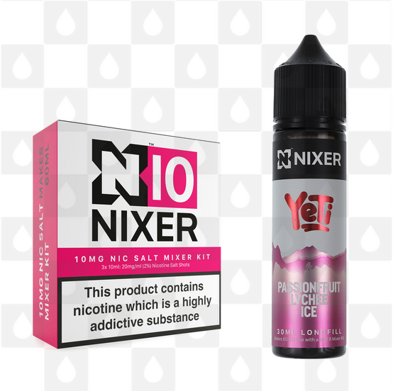 Passionfruit Lychee by Yeti x Nixer E Liquid | 60ml Long Fill, Nicotine Type: Nicotine Salt, Strength & Size: 10mg Salt • 60ml • Inc Shots (50/50)