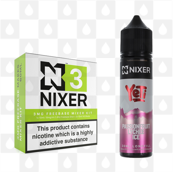 Passionfruit Lychee by Yeti x Nixer E Liquid | 60ml Long Fill, Nicotine Type: Nicotine Free, Strength & Size: 00mg • 60ml • Inc VG/PG Shots (50/50)