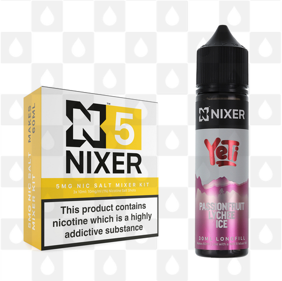 Passionfruit Lychee by Yeti x Nixer E Liquid | 60ml Long Fill, Strength & Size: Salt 05mg • 60ml • Inc Shots (50/50)