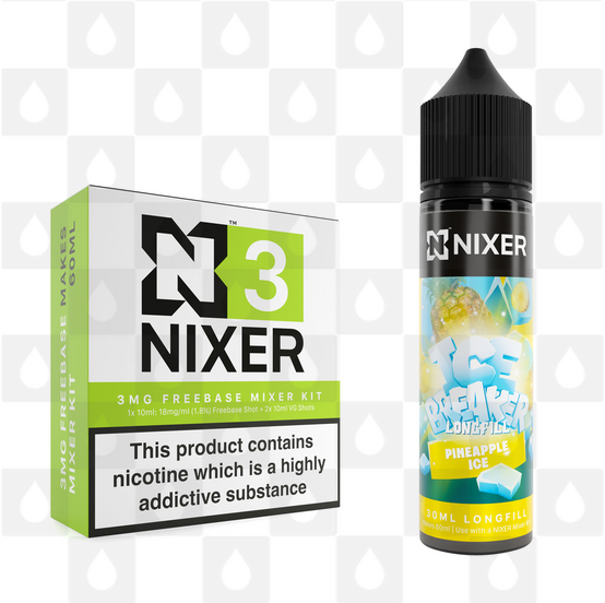 Pineapple Ice by Ice Breaker x Nixer E Liquid | 60ml Long Fill, Nicotine Type: Nicotine Free, Strength & Size: 00mg • 60ml • Inc VG/PG Shots (50/50)