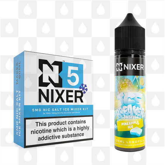 Pineapple Ice by Ice Breaker x Nixer E Liquid | 60ml Long Fill, Nicotine Type: Nicotine Salt, Strength & Size: 05mg Ice Salt • 60ml • Inc Shots (50/50)