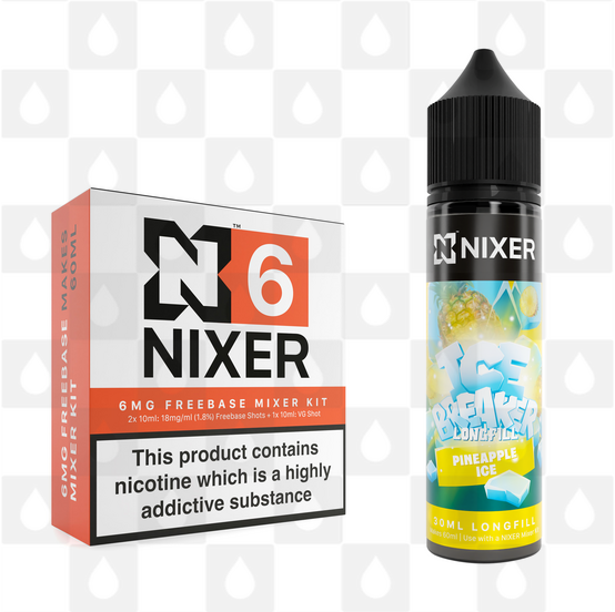 Pineapple Ice by Ice Breaker x Nixer E Liquid | 60ml Long Fill, Nicotine Type: Regular Nicotine, Strength & Size: 06mg • 60ml • Inc Shots (70/30)