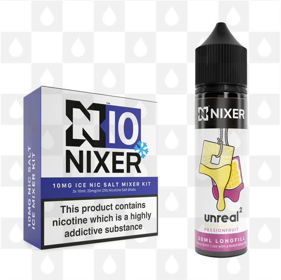 Pineapple & Passionfruit by Unreal 2 x Nixer E Liquid | 60ml Long Fill, Nicotine Type: Nicotine Salt, Strength & Size: 10mg Salt Ice • 60ml • Inc Shots (50/50)