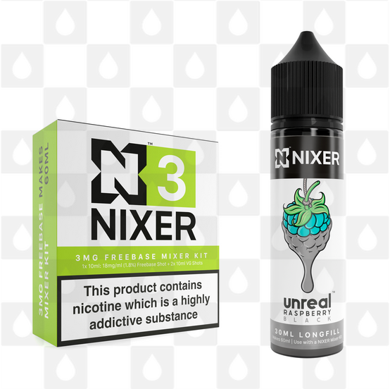 Black by Unreal x Nixer E Liquid | 60ml Long Fill, Nicotine Type: Regular Nicotine, Strength & Size: 06mg • 60ml • Inc Shots (50/50)