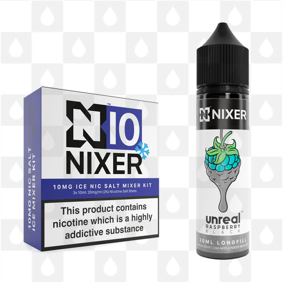 Black by Unreal x Nixer E Liquid | 60ml Long Fill, Strength & Size: Salt 10mg Ice • 60ml • Inc Shots (50/50)