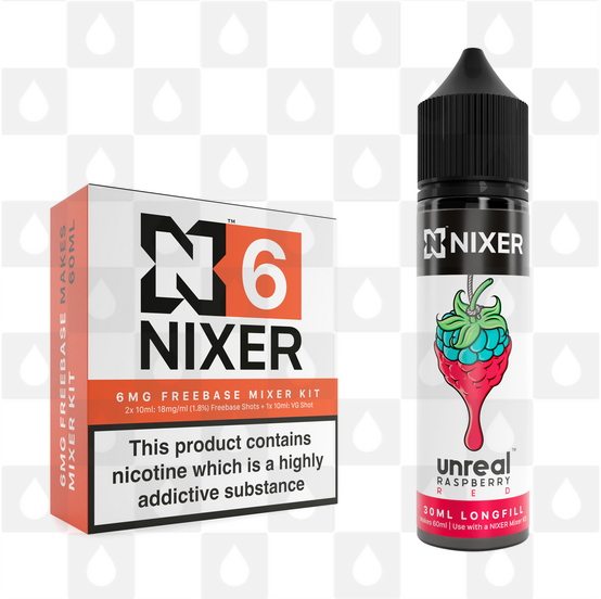 Red by Unreal x Nixer E Liquid | 60ml Long Fill, Nicotine Type: Regular Nicotine, Strength & Size: 06mg • 60ml • Inc Shots (70/30)