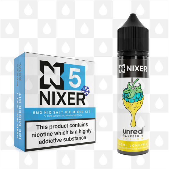 Yellow by Unreal x Nixer E Liquid | 60ml Long Fill, Nicotine Type: Nicotine Salt, Strength & Size: 05mg Ice Salt • 60ml • Inc Shots (50/50)