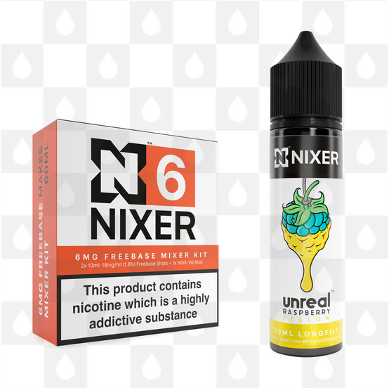 Yellow by Unreal x Nixer E Liquid | 60ml Long Fill, Nicotine Type: Regular Nicotine, Strength & Size: 06mg • 60ml • Inc Shots (70/30)