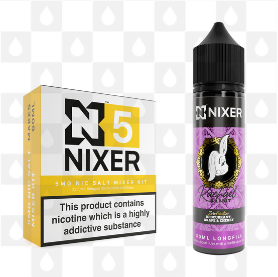 Redcurrant Grape & Cherry by Rachael Rabbit x Nixer E Liquid | 60ml Long Fill, Nicotine Type: Nicotine Salt, Strength & Size: 05mg Salt • 60ml • Inc Shots (50/50)