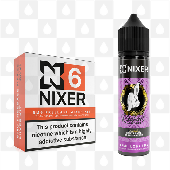 Redcurrant Grape & Cherry by Rachael Rabbit x Nixer E Liquid | 60ml Long Fill, Strength & Size: 06mg • 60ml • Inc Shots (70/30)