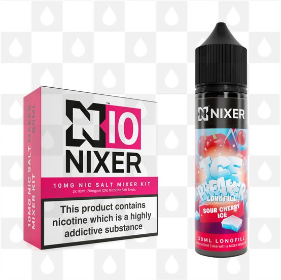 Sour Cherry Ice by Ice Breaker x Nixer E Liquid | 60ml Long Fill, Nicotine Type: Nicotine Salt, Strength & Size: 10mg Salt • 60ml • Inc Shots (50/50)