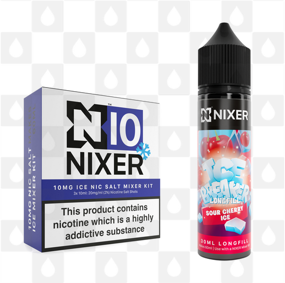 Sour Cherry Ice by Ice Breaker x Nixer E Liquid | 60ml Long Fill, Nicotine Type: Nicotine Salt, Strength & Size: 10mg Salt Ice • 60ml • Inc Shots (50/50)