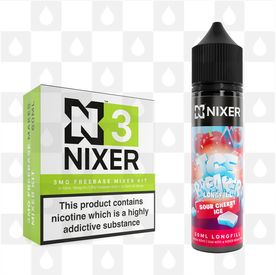 Sour Cherry Ice by Ice Breaker x Nixer E Liquid | 60ml Long Fill, Nicotine Type: Nicotine Free, Strength & Size: 00mg • 60ml • Inc VG/PG Shots (50/50)