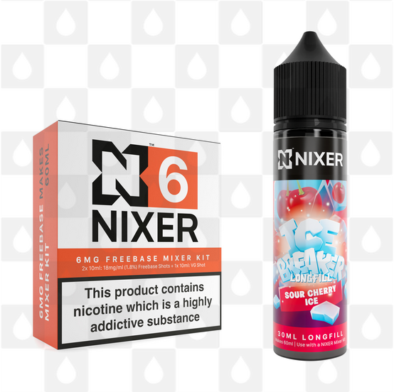 Sour Cherry Ice by Ice Breaker x Nixer E Liquid | 60ml Long Fill, Nicotine Type: Regular Nicotine, Strength & Size: 06mg • 60ml • Inc Shots (70/30)