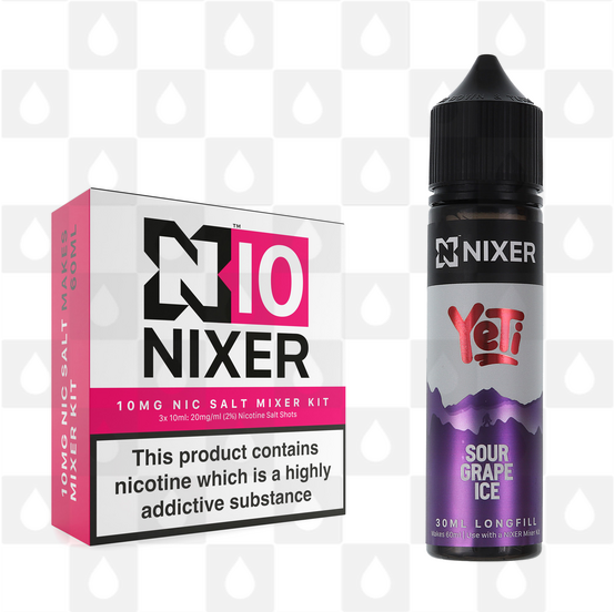 Sour Grape Ice by Yeti x Nixer E Liquid | 60ml Long Fill, Nicotine Type: Nicotine Salt, Strength & Size: 10mg Salt • 60ml • Inc Shots (50/50)