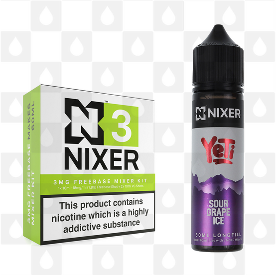 Sour Grape Ice by Yeti x Nixer E Liquid | 60ml Long Fill, Nicotine Type: Regular Nicotine, Strength & Size: 09mg • 60ml • Inc Shots (50/50)