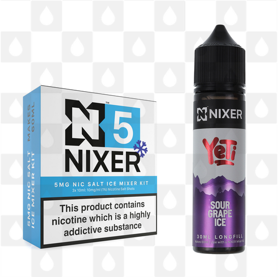 Sour Grape Ice by Yeti x Nixer E Liquid | 60ml Long Fill, Nicotine Type: Nicotine Salt, Strength & Size: 05mg Ice Salt • 60ml • Inc Shots (50/50)
