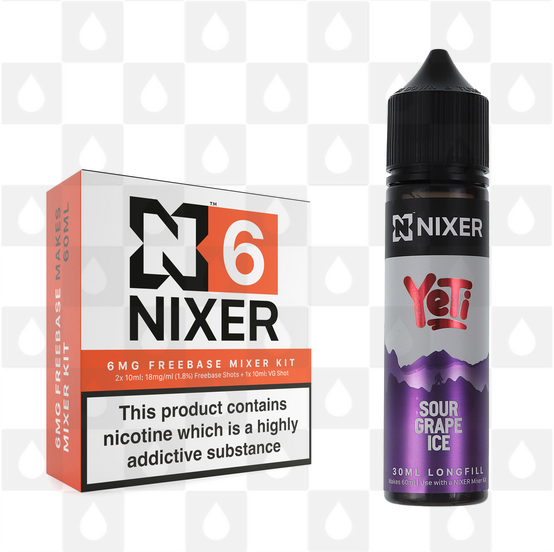 Sour Grape Ice by Yeti x Nixer E Liquid | 60ml Long Fill, Nicotine Type: Regular Nicotine, Strength & Size: 06mg • 60ml • Inc Shots (70/30)