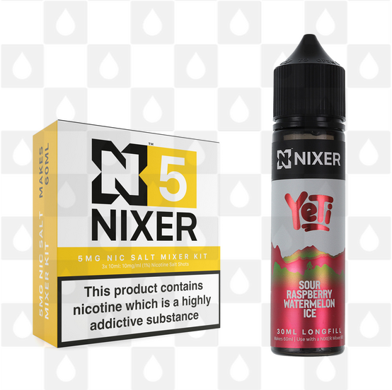 Sour Raspberry & Watermelon by Yeti x Nixer E Liquid | 60ml Long Fill, Nicotine Type: Nicotine Salt, Strength & Size: 05mg Salt • 60ml • Inc Shots (50/50)