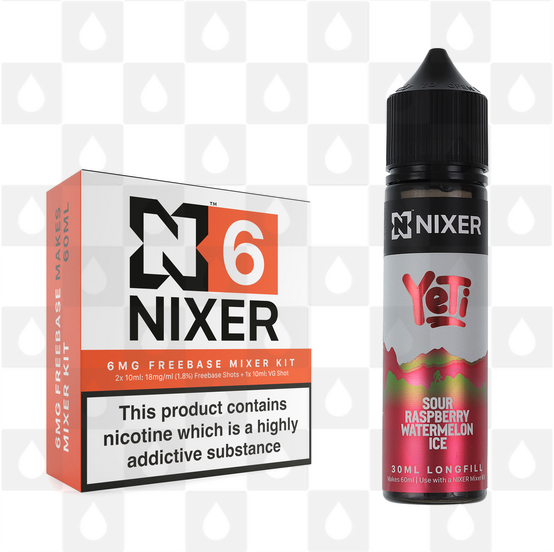 Sour Raspberry & Watermelon by Yeti x Nixer E Liquid | 60ml Long Fill, Nicotine Type: Regular Nicotine, Strength & Size: 06mg • 60ml • Inc Shots (70/30)