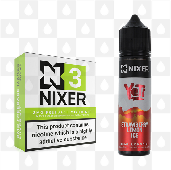 Strawberry Lemon by Yeti x Nixer E Liquid | 60ml Long Fill, Nicotine Type: Nicotine Free, Strength & Size: 00mg • 60ml • Inc VG/PG Shots (50/50)