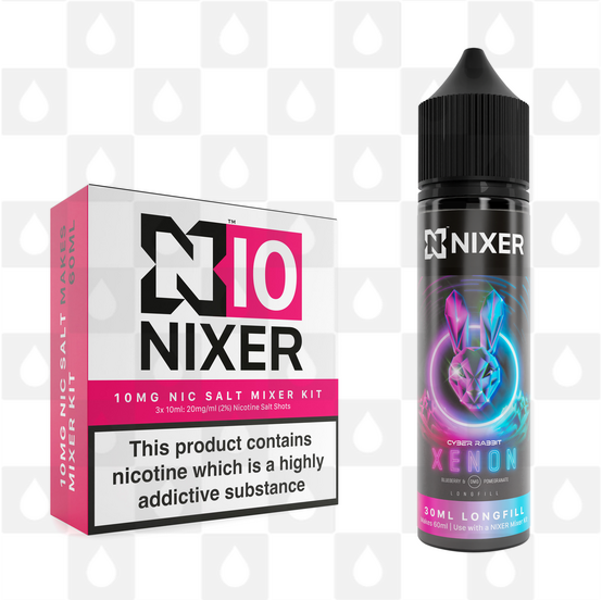 Xenon by Cyber Rabbit x Nixer E Liquid | 60ml Long Fill, Nicotine Type: Nicotine Salt, Strength & Size: 10mg Salt • 60ml • Inc Shots (50/50)