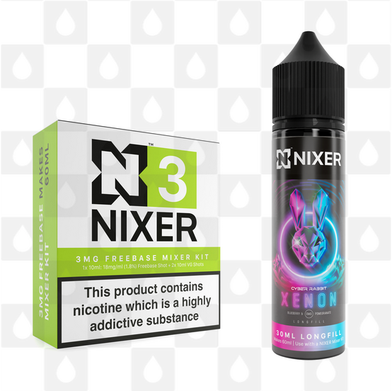 Xenon by Cyber Rabbit x Nixer E Liquid | 60ml Long Fill, Nicotine Type: Nicotine Free, Strength & Size: 00mg • 60ml • Inc VG/PG Shots (50/50)