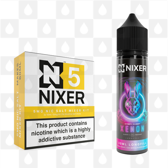 Xenon by Cyber Rabbit x Nixer E Liquid | 60ml Long Fill, Nicotine Type: Nicotine Salt, Strength & Size: 05mg Salt • 60ml • Inc Shots (50/50)