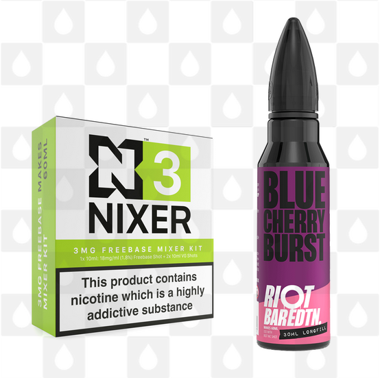 Blue Cherry Burst | BAR EDTN by Riot Squad E Liquid | 60ml Long Fill, Nicotine Type: Regular Nicotine, Strength & Size: 03mg • 60ml • Inc Shots (70/30)
