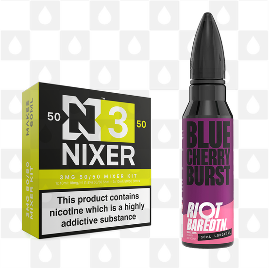 Blue Cherry Burst | BAR EDTN by Riot Squad E Liquid | 60ml Long Fill, Nicotine Type: Regular Nicotine, Strength & Size: 03mg • 60ml • Inc Shots (50/50)