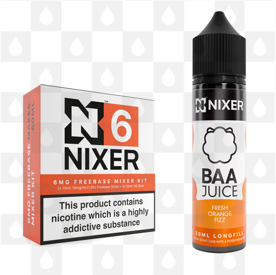 Fresh Orange Fizz by Baa Juice x Nixer E Liquid | 60ml Long Fill, Nicotine Type: Regular Nicotine, Strength & Size: 06mg • 60ml • Inc Shots (70/30)