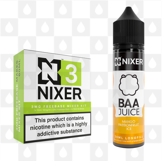 Mango Passionfruit Ice by Baa Juice x Nixer E Liquid | 60ml Long Fill, Nicotine Type: Regular Nicotine, Strength & Size: 03mg • 60ml • Inc Shots (70/30)