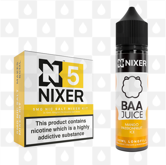 Mango Passionfruit Ice by Baa Juice x Nixer E Liquid | 60ml Long Fill, Nicotine Type: Nicotine Salt, Strength & Size: 05mg Salt • 60ml • Inc Shots (50/50)