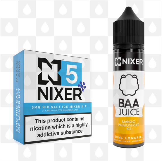 Mango Passionfruit Ice by Baa Juice x Nixer E Liquid | 60ml Long Fill, Nicotine Type: Nicotine Salt, Strength & Size: 05mg Ice Salt • 60ml • Inc Shots (50/50)