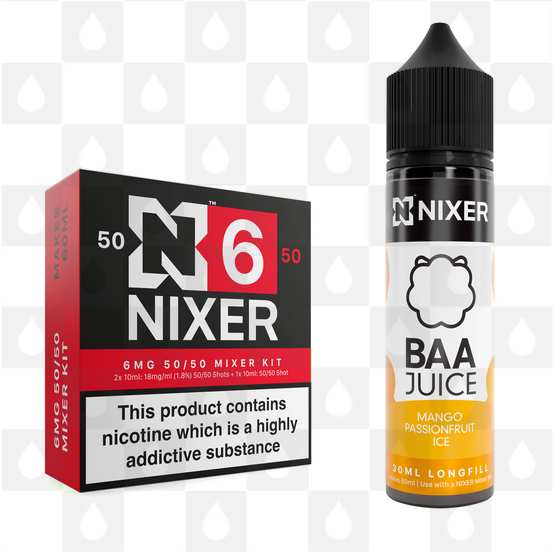 Mango Passionfruit Ice by Baa Juice x Nixer E Liquid | 60ml Long Fill, Nicotine Type: Regular Nicotine, Strength & Size: 06mg • 60ml • Inc Shots (50/50)