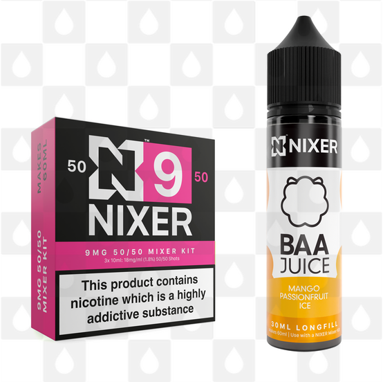 Mango Passionfruit Ice by Baa Juice x Nixer E Liquid | 60ml Long Fill, Nicotine Type: Regular Nicotine, Strength & Size: 09mg • 60ml • Inc Shots (50/50)