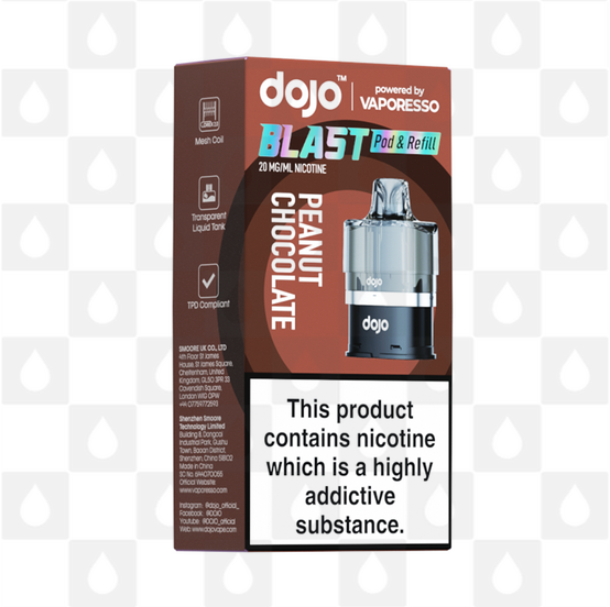 Peanut Chocolate | Vaporesso Dojo Blast 6000 Replacement Pods, Strength & Puff Count: 20mg • 6000 Puffs