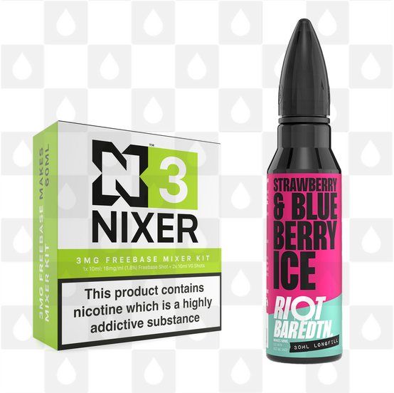 Strawberry Blueberry Ice | BAR EDTN by Riot Squad E Liquid | 60ml Long Fill, Nicotine Type: Regular Nicotine, Strength & Size: 03mg • 60ml • Inc Shots (70/30)